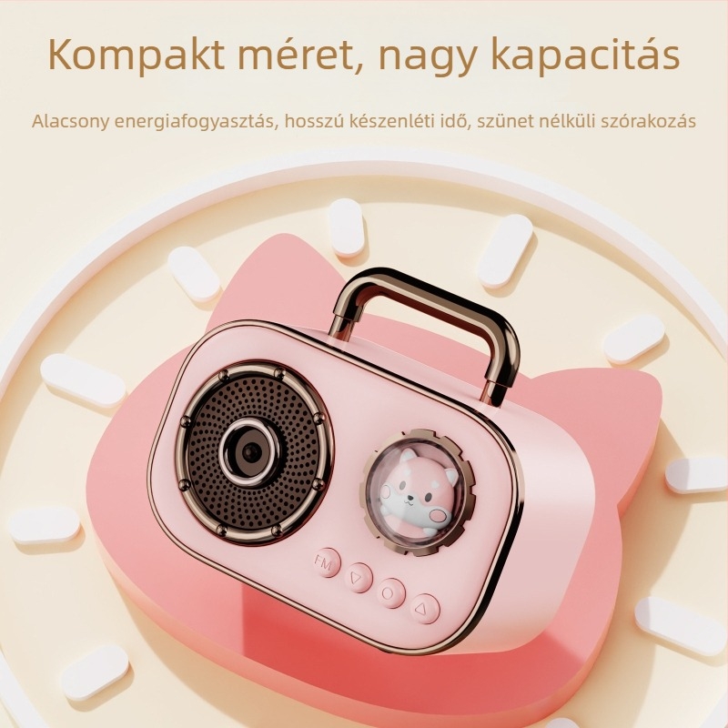 Hordozható Bluetooth hangszóró, Bluetooth 5.3; Frekvencia-válasz 100 Hz–20 kHz; SNR ≥60 dB; Hatótáv 10 m; Beépített akkumulátor 500–800 mAh