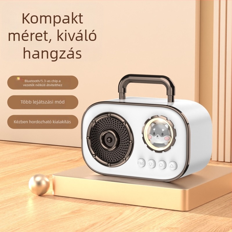 Hordozható Bluetooth hangszóró, Bluetooth 5.3; Frekvencia-válasz 100 Hz–20 kHz; SNR ≥60 dB; Hatótáv 10 m; Beépített akkumulátor 500–800 mAh