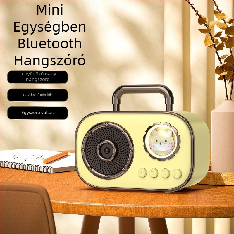 Hordozható Bluetooth hangszóró, Bluetooth 5.3; Frekvencia-válasz 100 Hz–20 kHz; SNR ≥60 dB; Hatótáv 10 m; Beépített akkumulátor 500–800 mAh