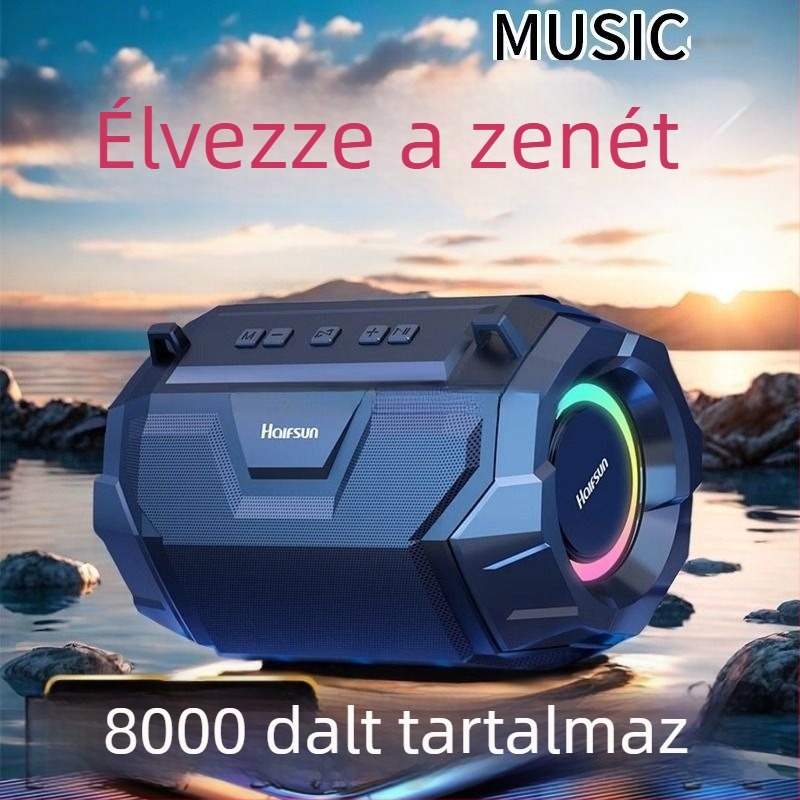 Bluetooth hangszóró 4.0, 5W, IPX7 vízálló, 100Hz-20kHz, SNR ≥70dB