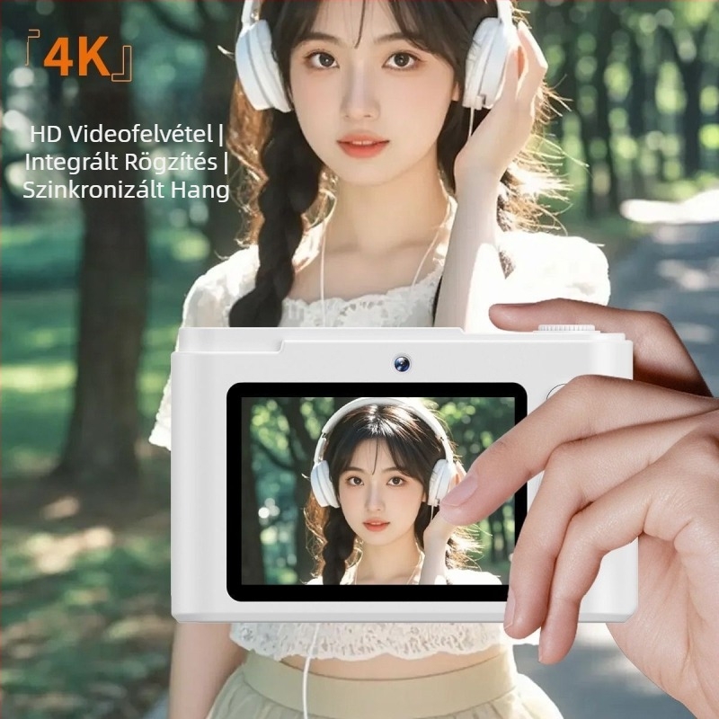 White Deer 100MP CCD digitális kamera kettős kamera önportréhoz – egyetemistáknak, belépő szintű, kompakt és hordozható