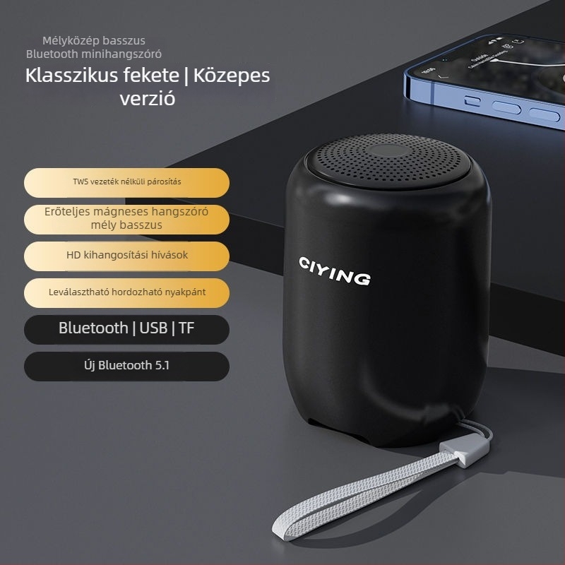 Bluetooth hangszóró IPX7 vízálló, 100 Hz–20 kHz tartomány, SNR ≥ 70 dB, beépített akkumulátor nélkül