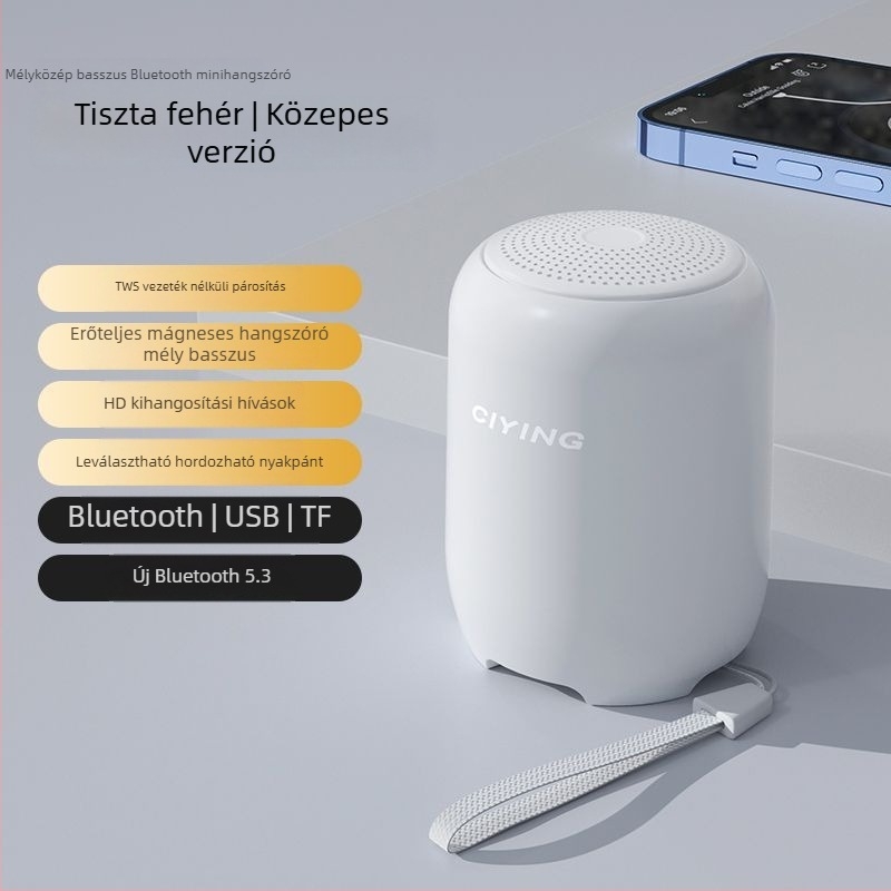 Bluetooth hangszóró IPX7 vízálló, 100 Hz–20 kHz tartomány, SNR ≥ 70 dB, beépített akkumulátor nélkül