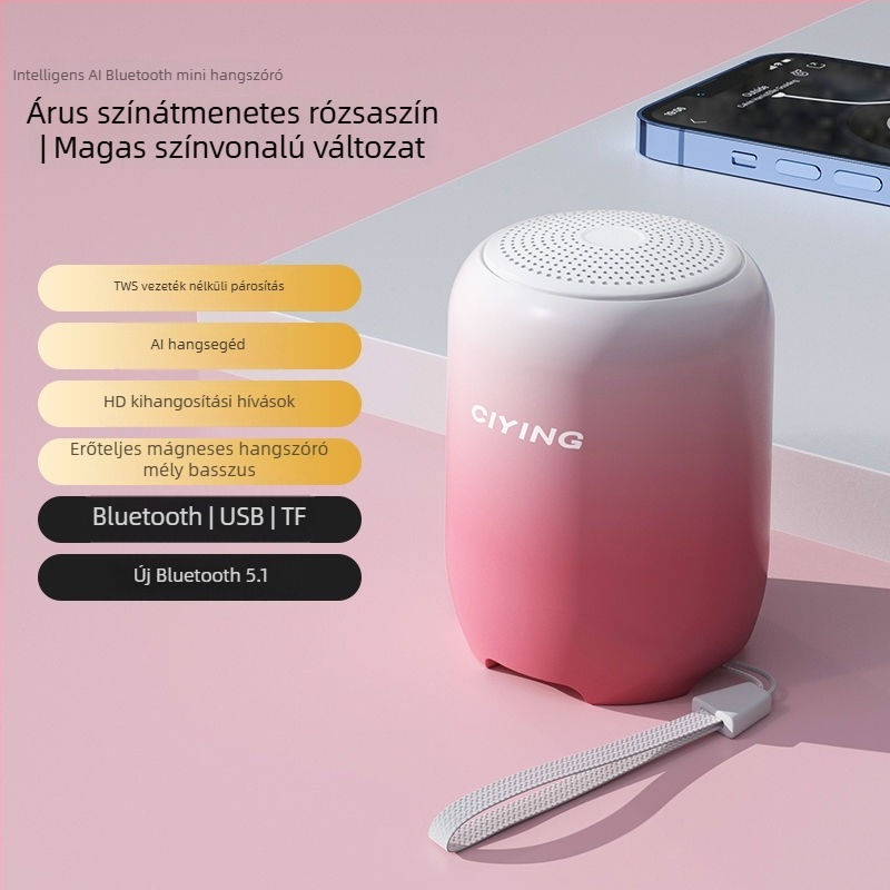 Bluetooth hangszóró IPX7 vízálló, 100 Hz–20 kHz tartomány, SNR ≥ 70 dB, beépített akkumulátor nélkül