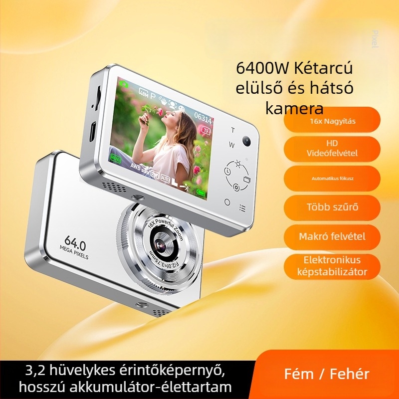 Digitális kamera CMOS szenzorral, 4,8 MP, 2,4 hüvelykes érintőképernyő, elektronikus képstabilizálás, SD-kártya tárolás