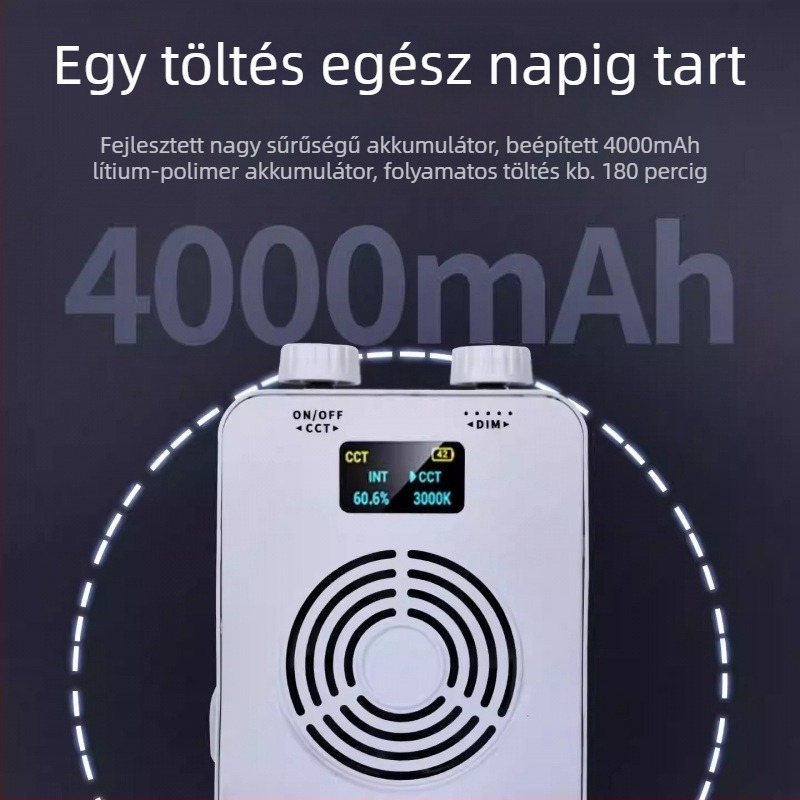 40W LED töltőfény - kézben tartható, beépített akkumulátor, 7.4V, élő közvetítéshez, fényképezéshez és videózáshoz, kültéren