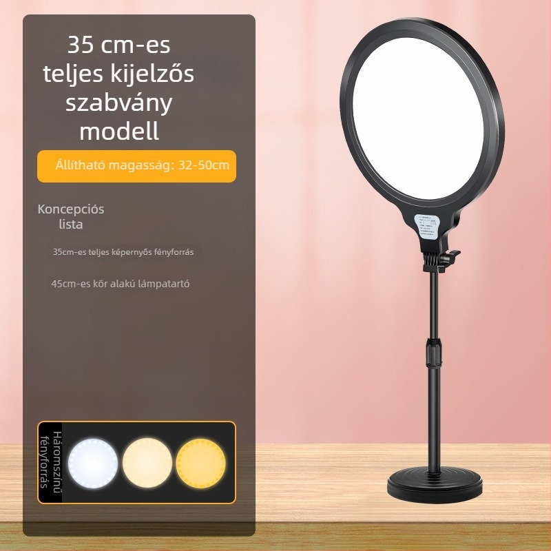 LED asztali töltőfény élő fotózáshoz — 20W, 24V, három színhőmérséklet, asztali használat