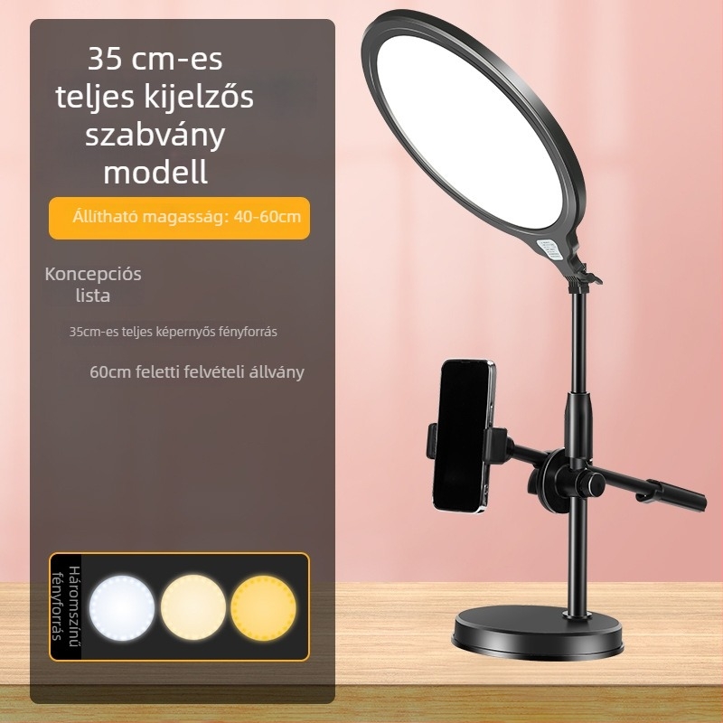 LED asztali töltőfény élő fotózáshoz — 20W, 24V, három színhőmérséklet, asztali használat