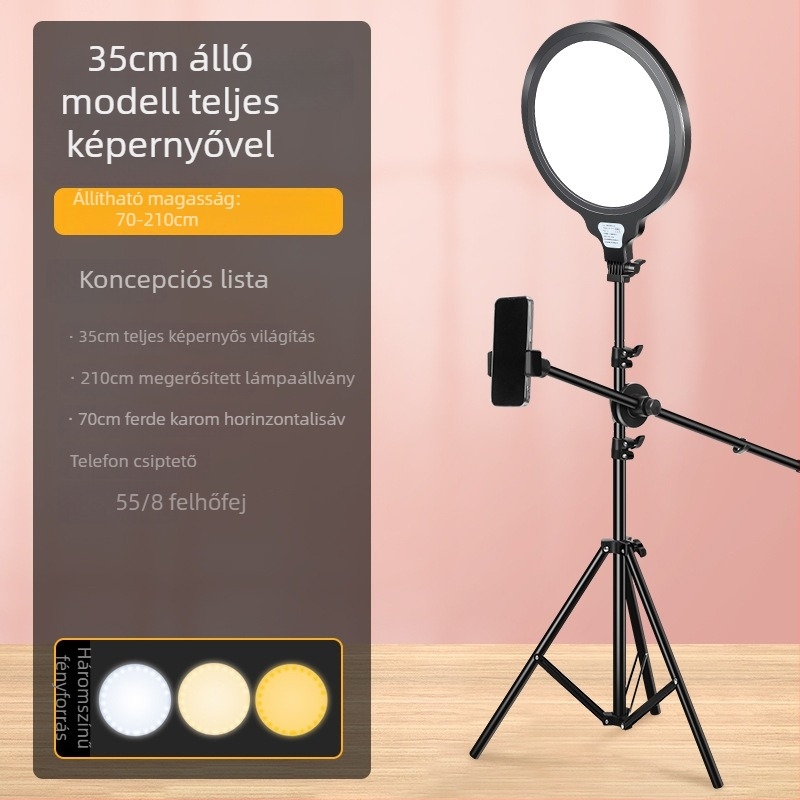 LED asztali töltőfény élő fotózáshoz — 20W, 24V, három színhőmérséklet, asztali használat
