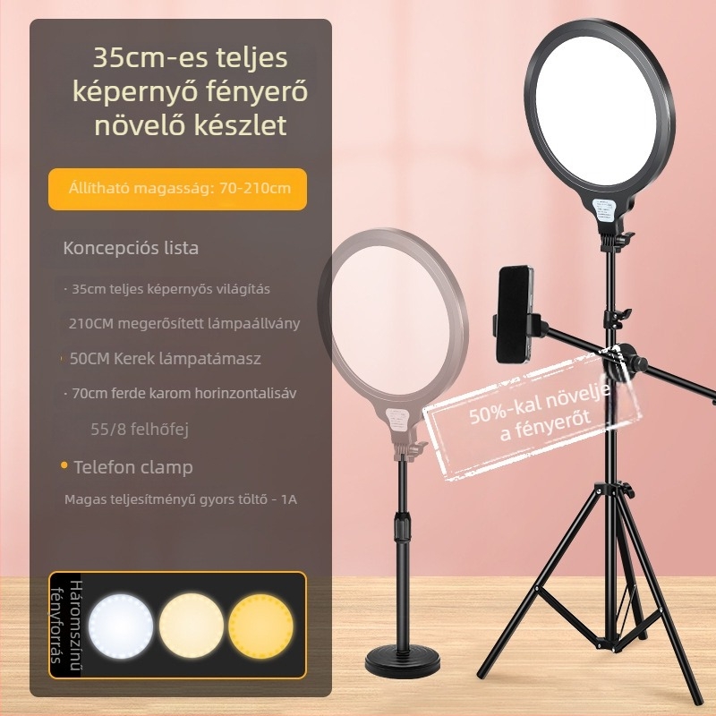 LED asztali töltőfény élő fotózáshoz — 20W, 24V, három színhőmérséklet, asztali használat