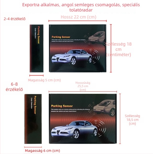 Hosszú sávú tolató radar hangos figyelmeztetéssel, nyolc érzékelővel és parkolási asszisztenssel