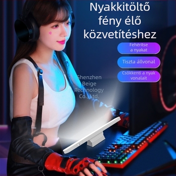 LED kiegészítő fény élő közvetítéshez, 15W, háromszínű színhőmérséklet, asztali tartó arc- és nyakmegvilágításhoz
