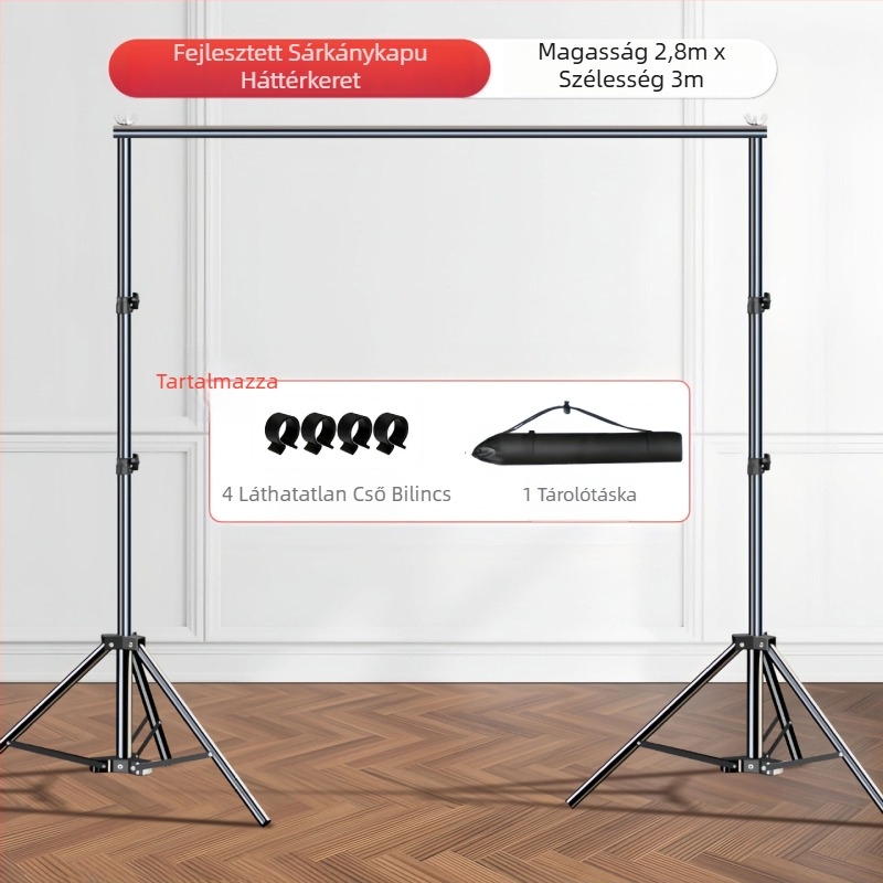 Teleszkópos fotóháttér állvány vászon- és papír hátterekhez