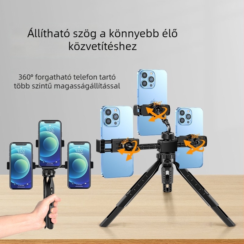 Két telefonos felvételi állvány – air bag holder, ABS műanyag, egyszerű stílus, testreszabás nem támogatott