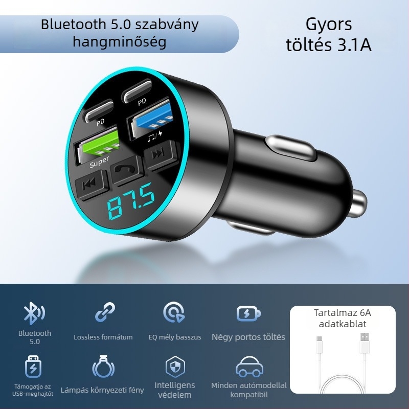 Autós Bluetooth vevő MP3 lejátszó – Cdq12-1, 128 MB, Szivargyújtó tápellátás, FM nem támogatott