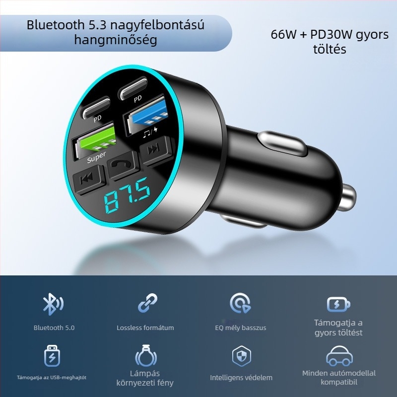 Autós Bluetooth vevő MP3 lejátszó – Cdq12-1, 128 MB, Szivargyújtó tápellátás, FM nem támogatott