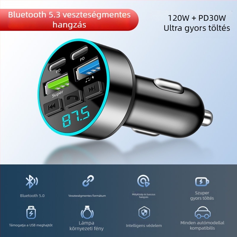 Autós Bluetooth vevő MP3 lejátszó – Cdq12-1, 128 MB, Szivargyújtó tápellátás, FM nem támogatott