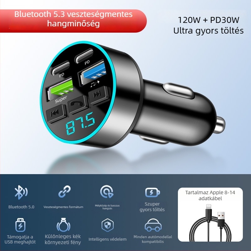 Autós Bluetooth vevő MP3 lejátszó – Cdq12-1, 128 MB, Szivargyújtó tápellátás, FM nem támogatott