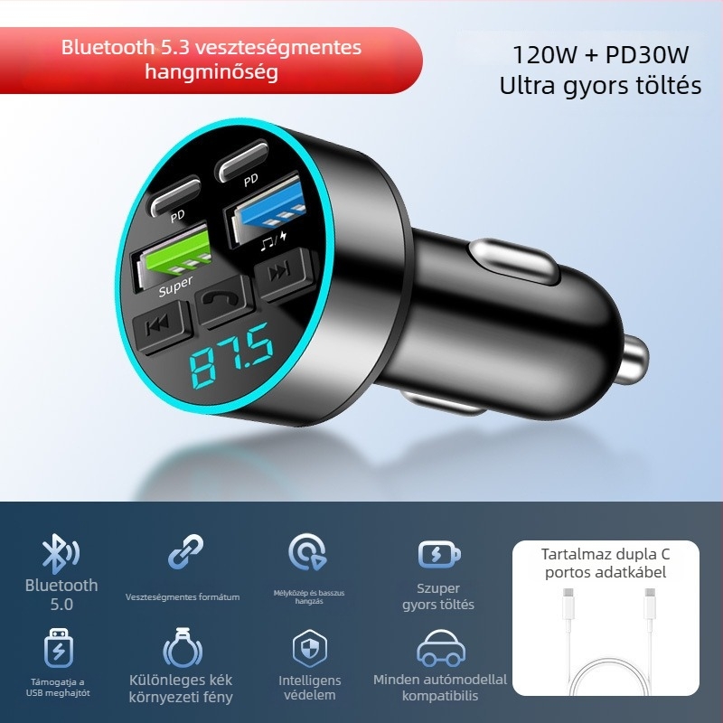 Autós Bluetooth vevő MP3 lejátszó – Cdq12-1, 128 MB, Szivargyújtó tápellátás, FM nem támogatott