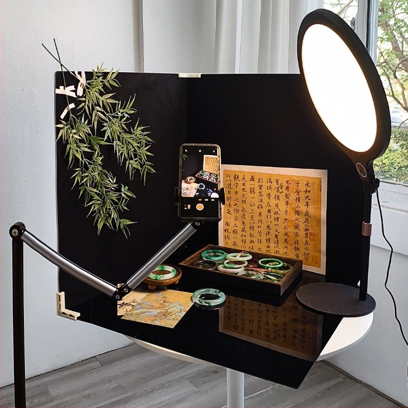 Ősi stílusú fotóháttér mozgatható flockált szövettel ékszerek élő közvetítéséhez | Modell ltao1001830907