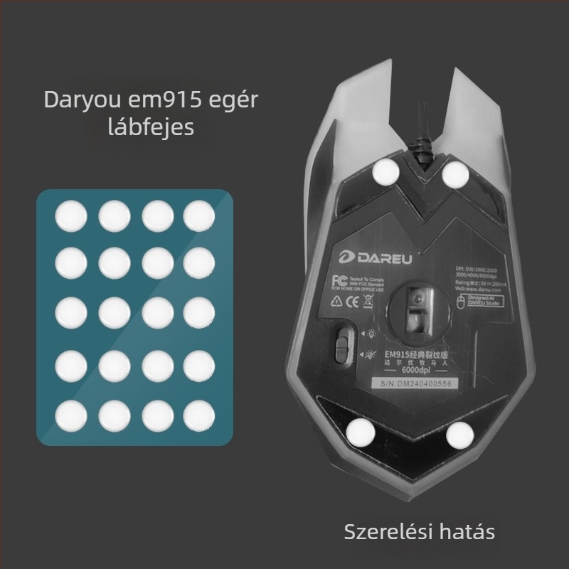 Daryyou EM915 egér anti-slip pad; gumírozott pad; műanyag formázás; csúszásmentes; izzadtságot felszívó