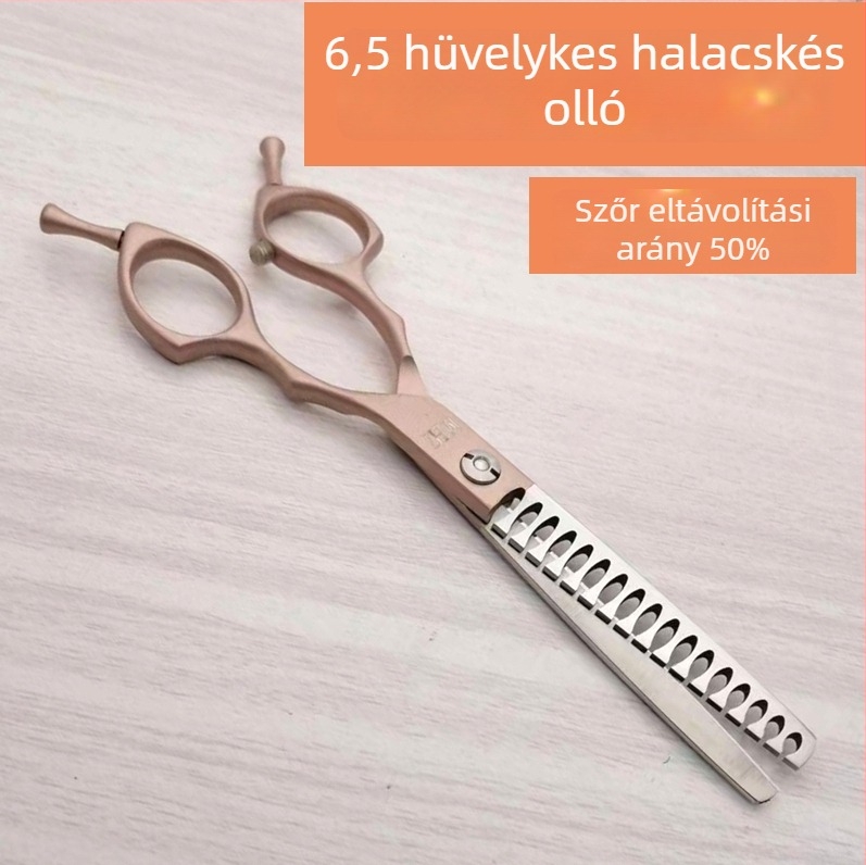 Kutyák ápolására szolgáló görbe pengéjű olló a szőr vágására és formázására