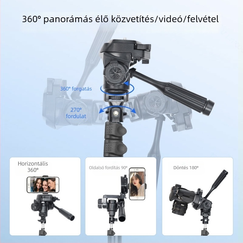 Sinoni talajra szerelhető telefonállvány levehető gimballal, Bluetooth fényképezés, kinyújtható és összecsukható állvány — alumíniumötvözet + ABS
