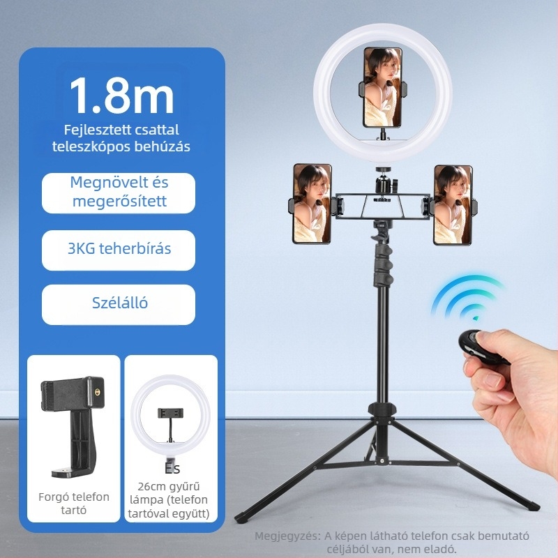 Sinoni talajra szerelhető telefonállvány levehető gimballal, Bluetooth fényképezés, kinyújtható és összecsukható állvány — alumíniumötvözet + ABS