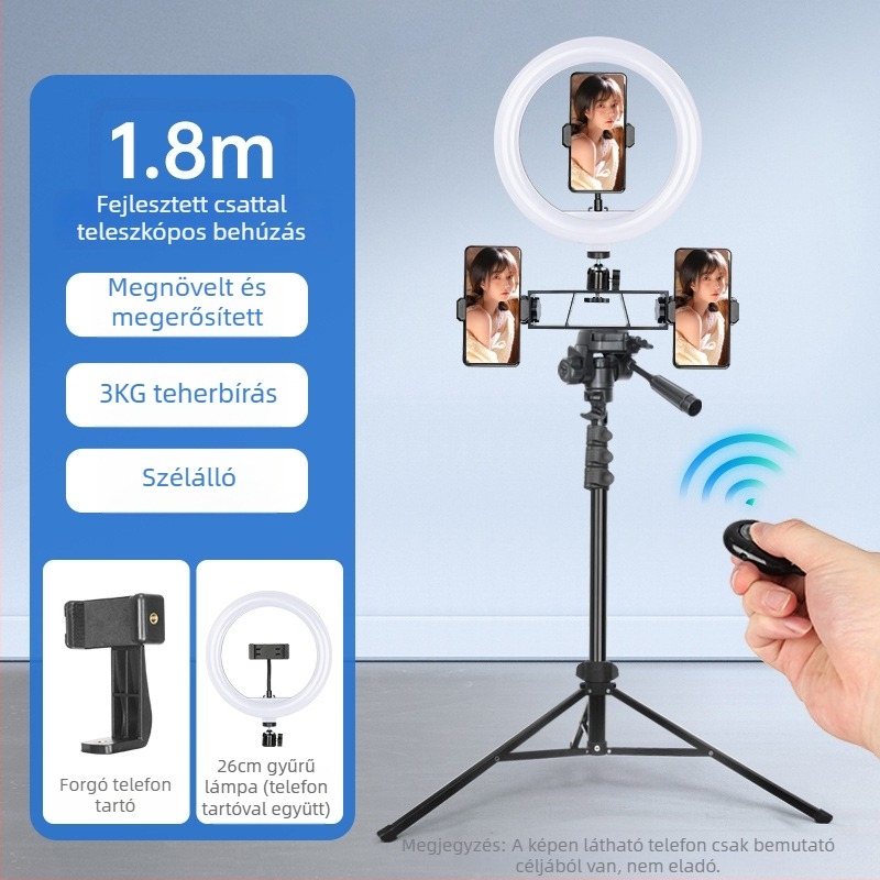 Sinoni talajra szerelhető telefonállvány levehető gimballal, Bluetooth fényképezés, kinyújtható és összecsukható állvány — alumíniumötvözet + ABS