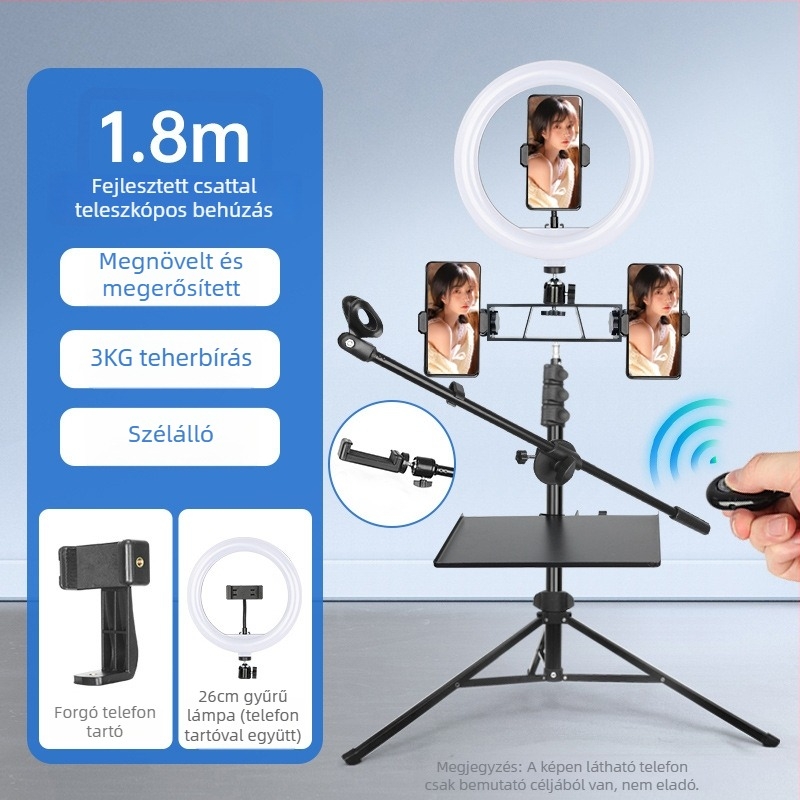 Sinoni talajra szerelhető telefonállvány levehető gimballal, Bluetooth fényképezés, kinyújtható és összecsukható állvány — alumíniumötvözet + ABS