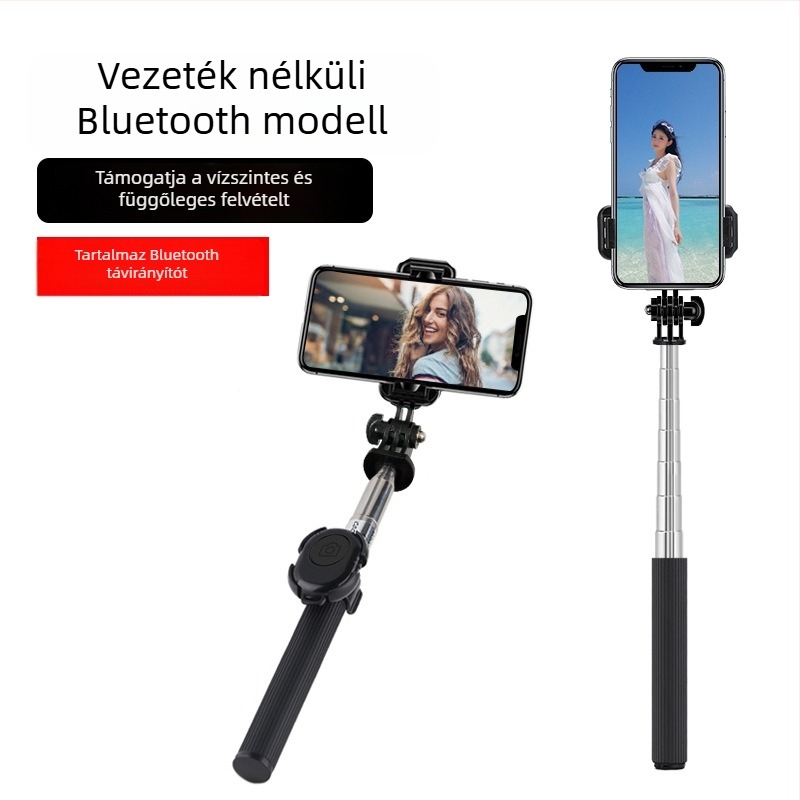 Selfie stick C8 Bluetooth-szal, LED világítással és távirányítóval – rozsdamentes acélból készült okostelefon monopod