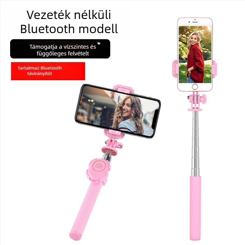 Selfie stick C8 Bluetooth-szal, LED világítással és távirányítóval – rozsdamentes acélból készült okostelefon monopod
