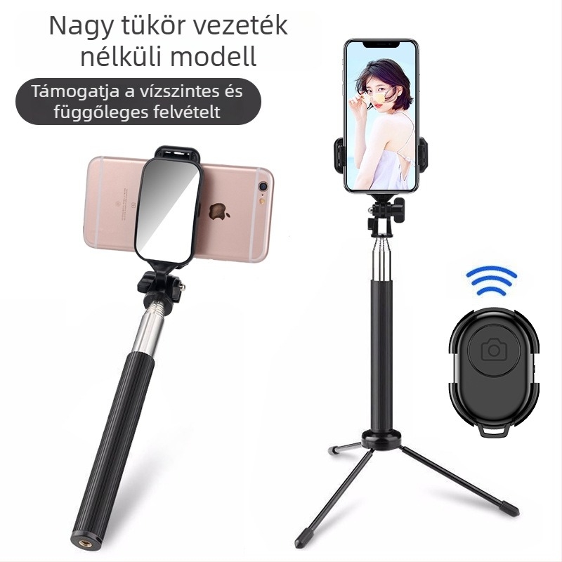 Selfie stick C8 Bluetooth-szal, LED világítással és távirányítóval – rozsdamentes acélból készült okostelefon monopod
