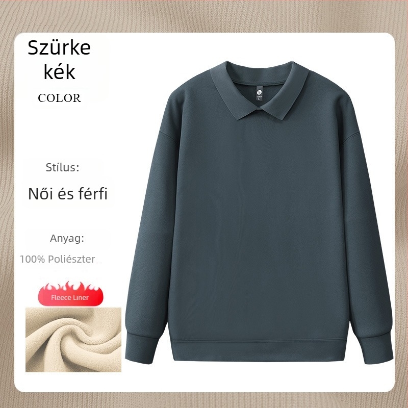 Manikűr szalon munkaruha pulóver reklámlogóval, hosszú ujjú, kapucni nélküli, oldalsó zsebek, koreai pamut/poliészter