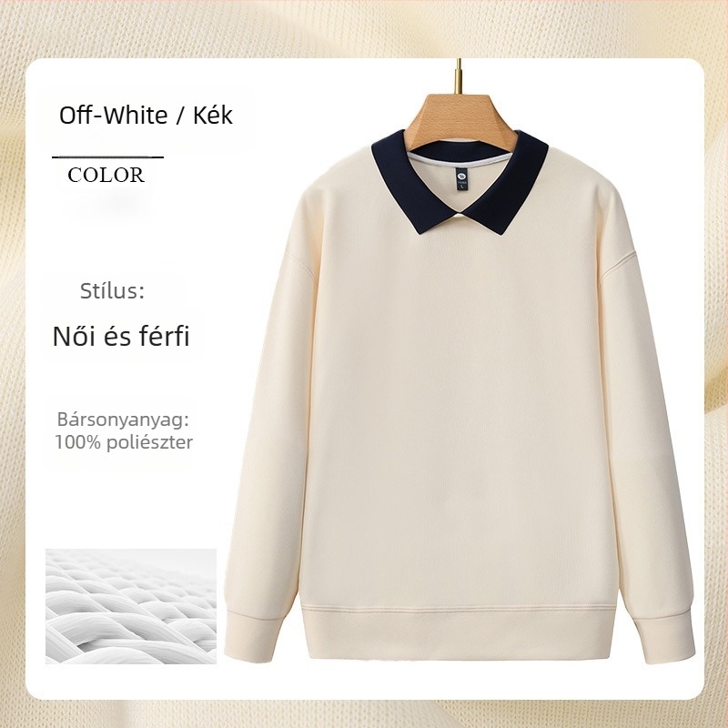 Manikűr szalon munkaruha pulóver reklámlogóval, hosszú ujjú, kapucni nélküli, oldalsó zsebek, koreai pamut/poliészter