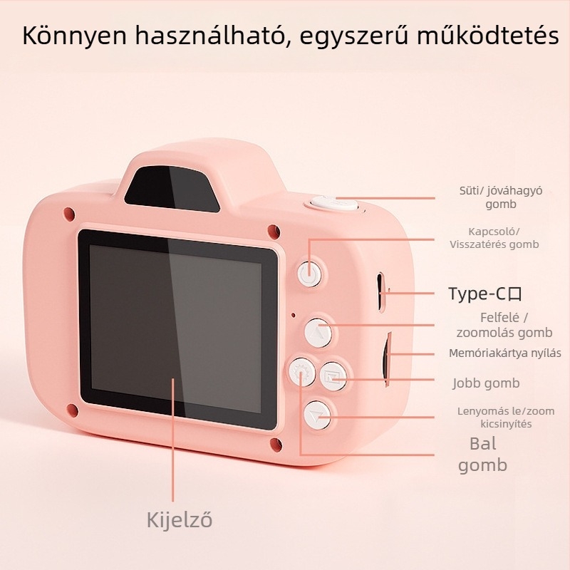 X300 gyerekeknek szánt digitális kamera elő- és hátsó kettős kamerával, memóriakártya-tárolóval, 2024-es modell
