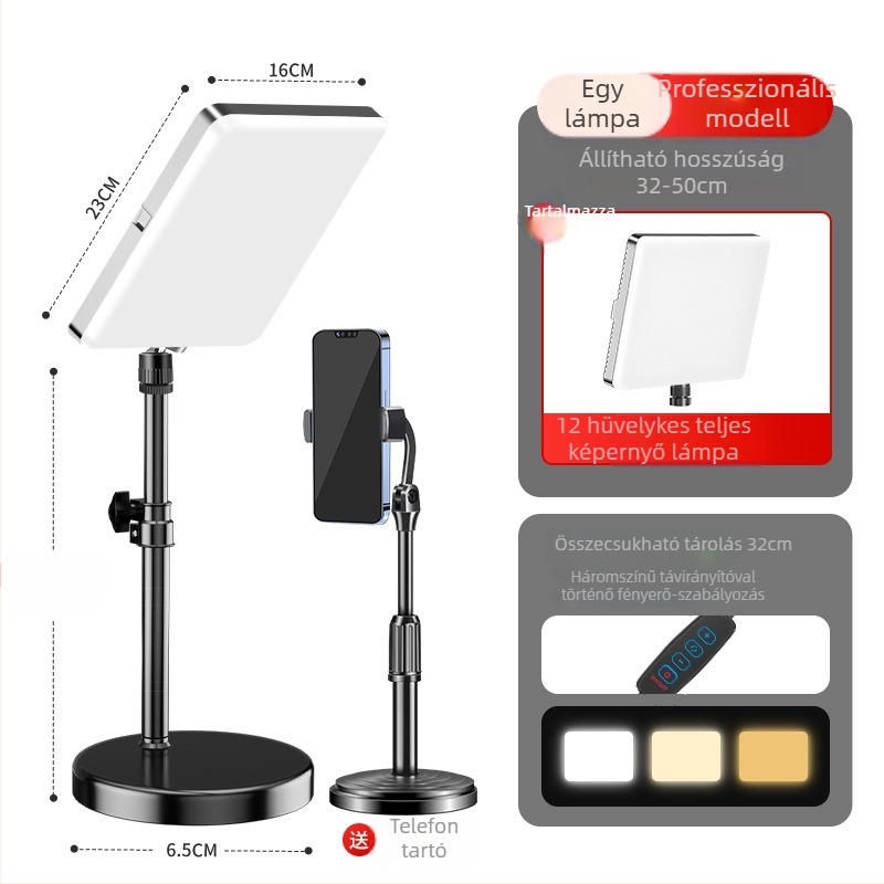Food tablet light - asztali LED világítás ételfotózáshoz, szénszálas anyag, univerzális kompatibilitás