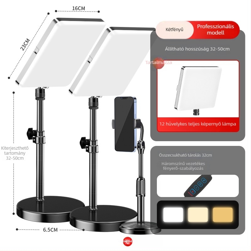 Food tablet light - asztali LED világítás ételfotózáshoz, szénszálas anyag, univerzális kompatibilitás