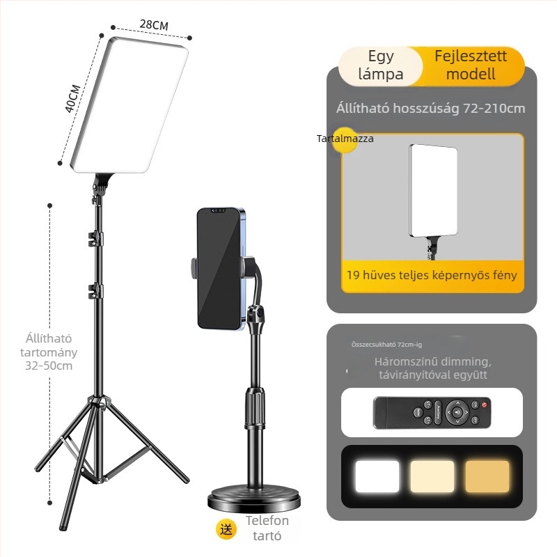 Food tablet light - asztali LED világítás ételfotózáshoz, szénszálas anyag, univerzális kompatibilitás