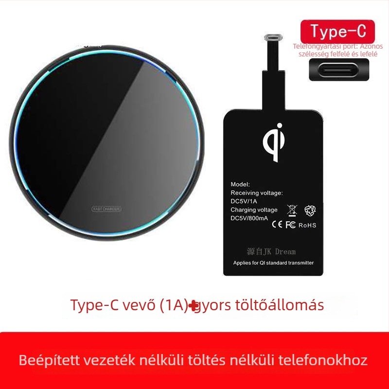 QC 4.0 vezeték nélküli gyors töltő - Gyors töltéssel kompatibilis, Mágneses töltés: Nincs, Kijelző: Nincs, Nem eredeti