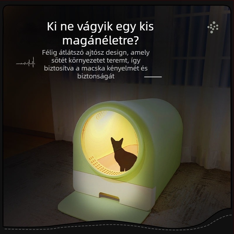 Teljesen zárt macskaalmás tál fiókos kivitelben, dezodoráló, anti-csöpögés és vízálló