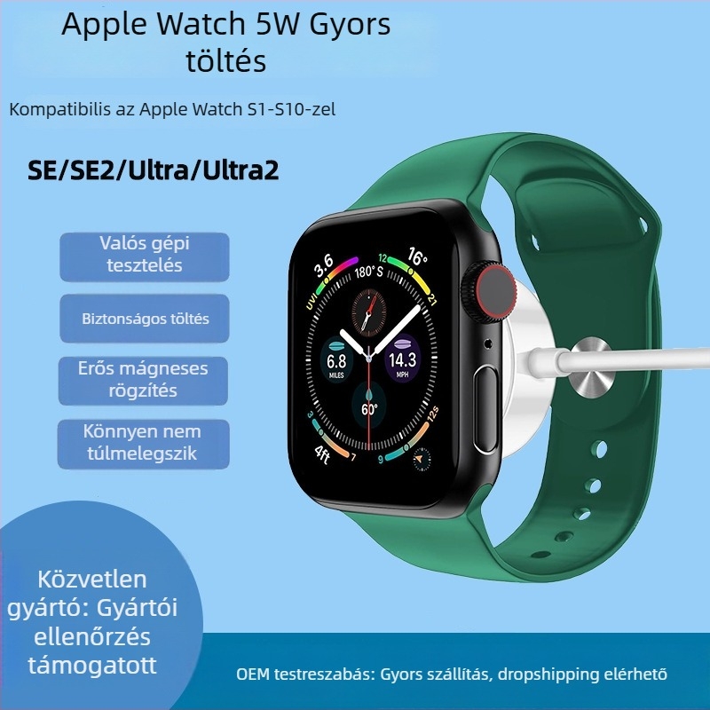 Apple Watch vezeték nélküli töltő mágneses alap, 5W PD gyors töltés, kompatibilis S1–S10