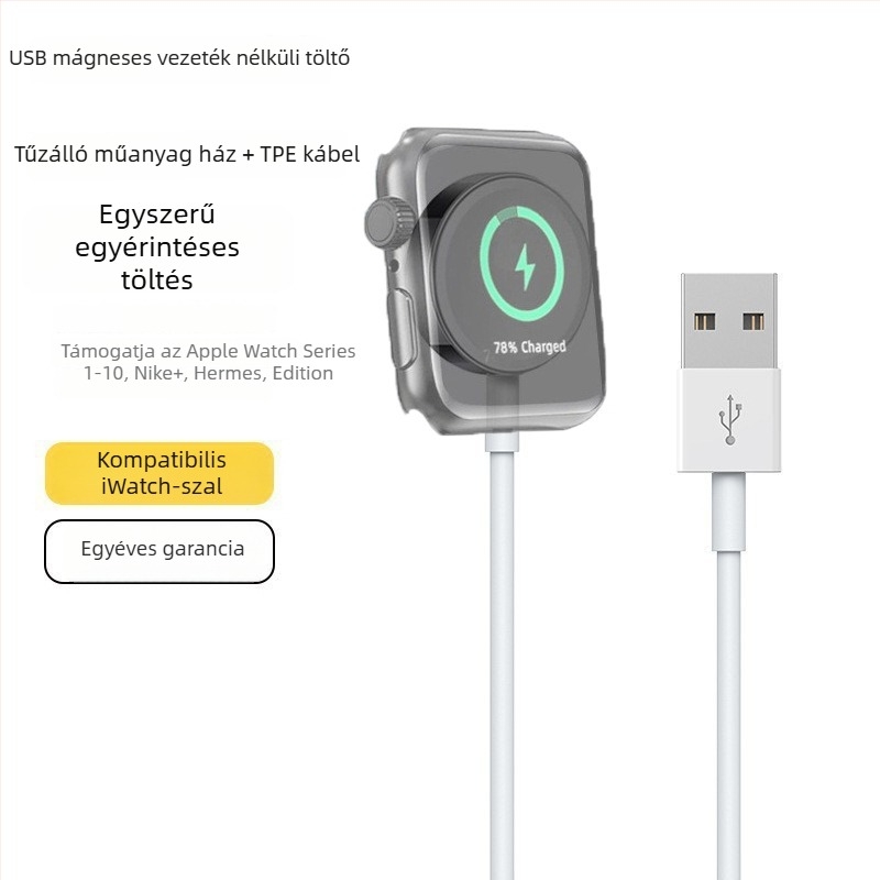 Apple Watch vezeték nélküli töltő mágneses alap, 5W PD gyors töltés, kompatibilis S1–S10