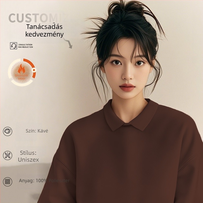 Csúcsminőségű kozmetikusok munkaruhája — egyedi logóval ellátott pulóver körömszalonoknak és szépségszalonoknak, őszi-téli, galléros hosszú ujjú. Fő anyag: spandex; anyag tartalom 30% alatt; szőrme gallér; antiszennyező és dezinfekciós funkció.