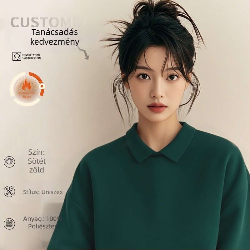 Csúcsminőségű kozmetikusok munkaruhája — egyedi logóval ellátott pulóver körömszalonoknak és szépségszalonoknak, őszi-téli, galléros hosszú ujjú. Fő anyag: spandex; anyag tartalom 30% alatt; szőrme gallér; antiszennyező és dezinfekciós funkció.