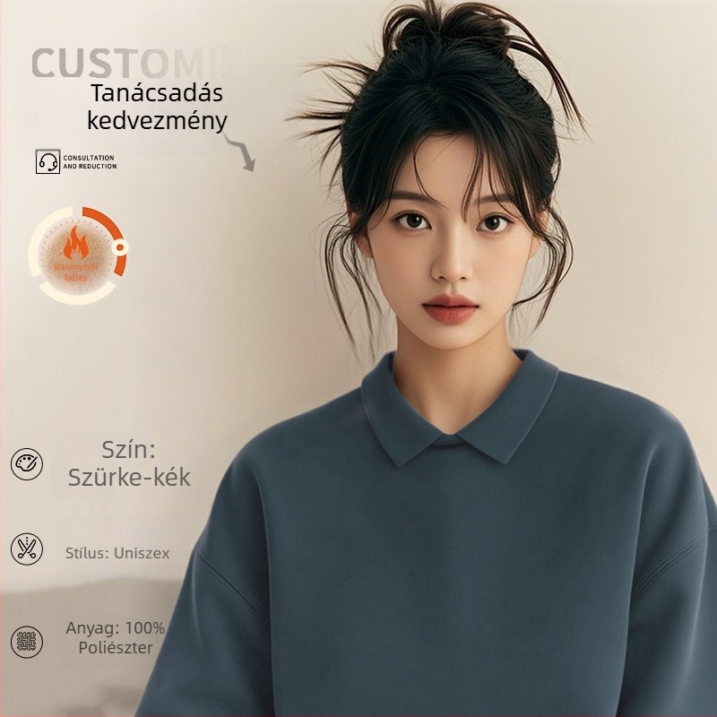 Csúcsminőségű kozmetikusok munkaruhája — egyedi logóval ellátott pulóver körömszalonoknak és szépségszalonoknak, őszi-téli, galléros hosszú ujjú. Fő anyag: spandex; anyag tartalom 30% alatt; szőrme gallér; antiszennyező és dezinfekciós funkció.