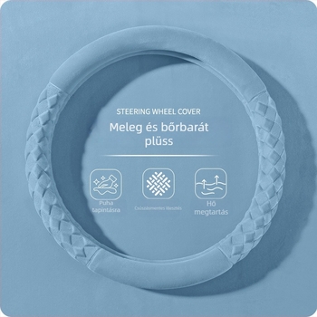 Kormánykerék huzat - téli plüss, csíkos minta, modern minimalist stílus, műanyag plüss anyag, univerzális illeszkedés