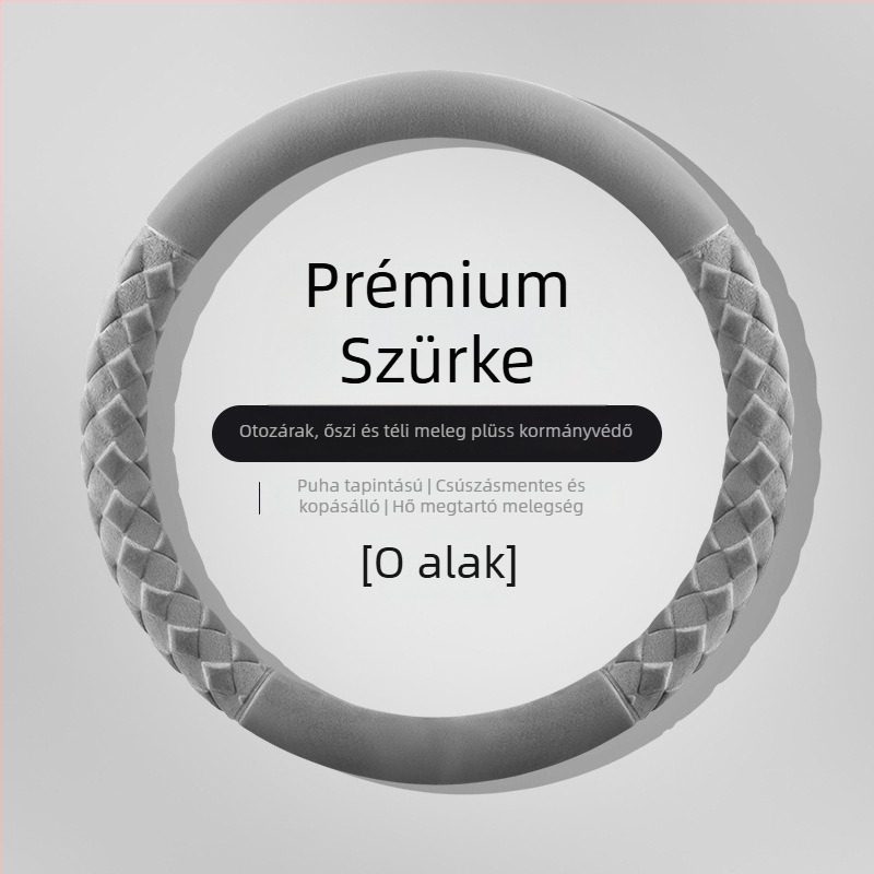 Kormánykerék huzat - téli plüss, csíkos minta, modern minimalist stílus, műanyag plüss anyag, univerzális illeszkedés