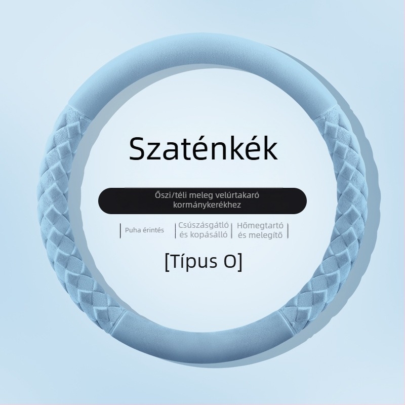 Kormánykerék huzat - téli plüss, csíkos minta, modern minimalist stílus, műanyag plüss anyag, univerzális illeszkedés
