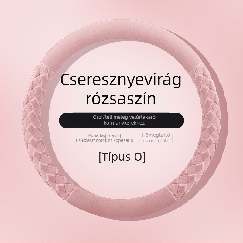 Kormánykerék huzat - téli plüss, csíkos minta, modern minimalist stílus, műanyag plüss anyag, univerzális illeszkedés
